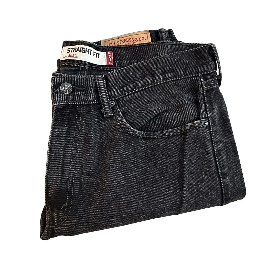 Levi's 505 Men's Jeans 34x29 Straight Leg Faded Black Denim Regular Fit Pants